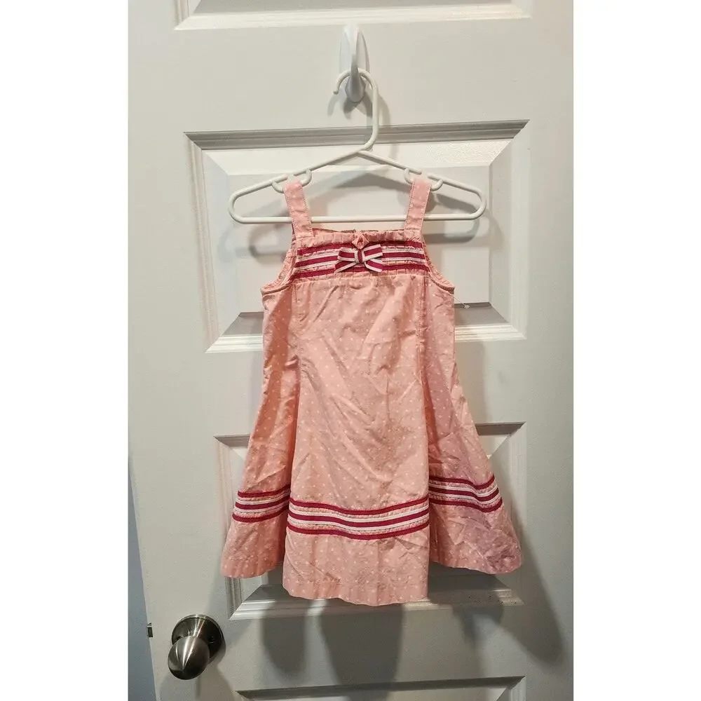 Vtg Gymboree Pink Polka Dot Dress 12-18 Months, Bow & Ribbon 100% Cotton 2006